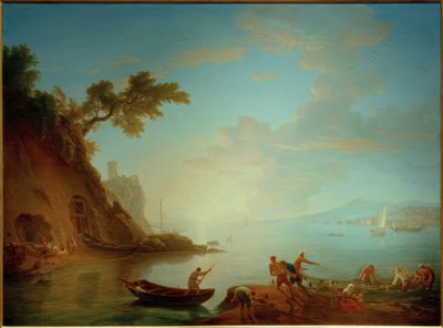 Napolitansk kyst i morgenlyset av Adrien Manglard
