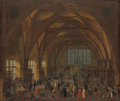 Interiøret i Vladislav-hallen, Praha av Aegidius Sadeler (II) (copy after)