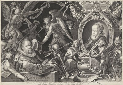 Allegorisk portrett av Bartholomeus Spranger og hans kone Christina Muller av Egidius  Sadeler (II)