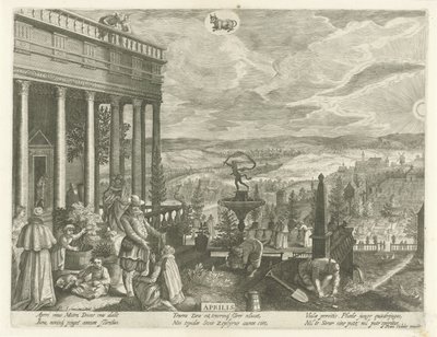 april Aprilis (tittel på objekt) De tolv månedene (serietittel) av Egidius  Sadeler (II)