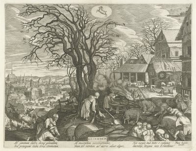 desember (tittel på objekt) De tolv månedene (serietittel) av Egidius  Sadeler (II)
