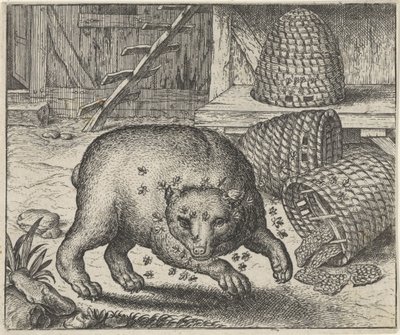 Fabel om bjørnen og biene av Egidius  Sadeler (II)
