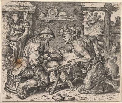 Fabel om bonden og satyren av Egidius  Sadeler (II)