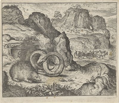 Fabel om pinnsvinet og slangen av Egidius  Sadeler (II)