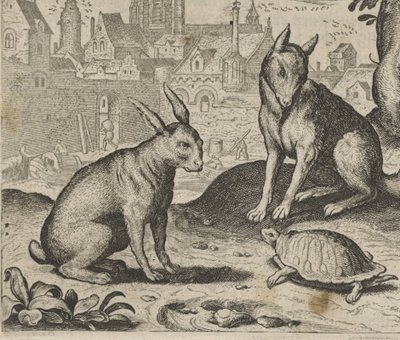 Fabel om skilpadden og haren av Egidius  Sadeler (II)