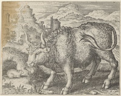 Fabel om oksen og musen av Egidius  Sadeler (II)