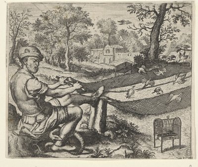 Fabel om fuglefangeren og slangen av Egidius  Sadeler (II)
