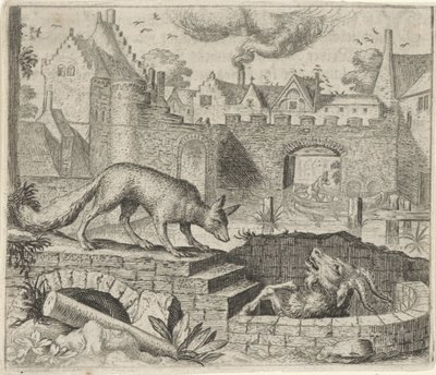 Fabel om reven og geiten av Egidius  Sadeler (II)