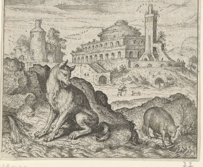Fabel om ulven og lammet av Egidius  Sadeler (II)