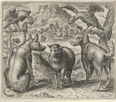 Fabel om ulven og søksmålet hans mot sauen av Egidius  Sadeler (II)