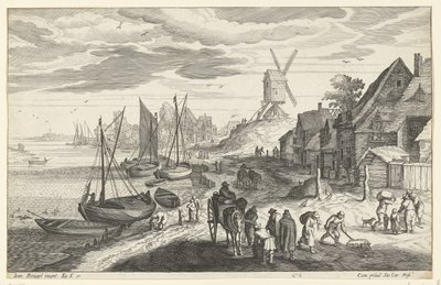 Kystlandskap med vindmølle av Egidius  Sadeler (II)