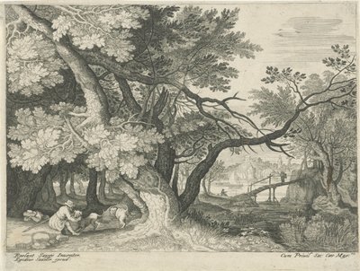 Landskap med to jegere Landskap fra Tyrol (serietittel) av Egidius  Sadeler (II)