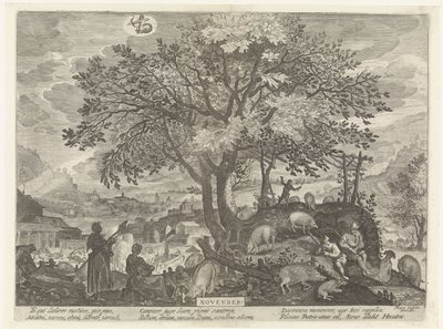 november (tittel på objekt) De tolv månedene (serietittel) av Egidius  Sadeler (II)