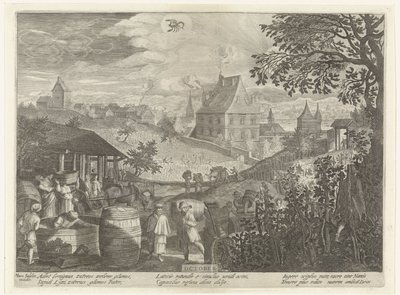oktober (tittel på objekt) De tolv månedene (serietittel) av Egidius  Sadeler (II)