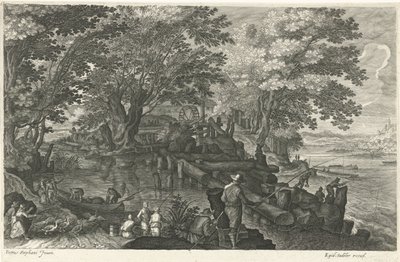 Vannmølle på en øy Åtte landskap i Böhmen (serietittel) av Egidius  Sadeler (II)