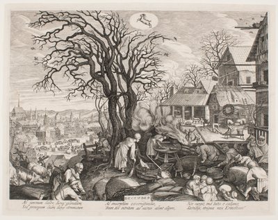 desember, fra serien "The Twelve Months" av Aegidius Sadeler II