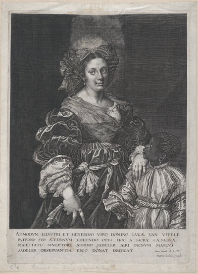 Laura Dianti med en svart side, 1600-1627. av Aegidius Sadeler II