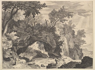 Steinete landskap med stigmatisering av Saint Francis.n.d. av Aegidius Sadeler II