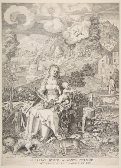 Jomfru og barn i et landskap, ca. 1597. av Aegidius Sadeler II
