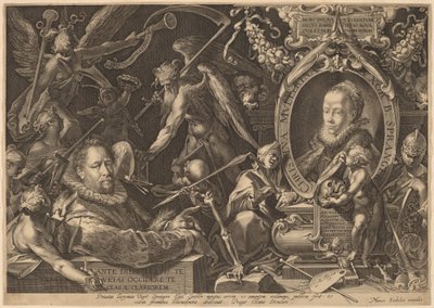 Bartholomaeus Spranger og hans avdøde kone Christina Muller av Aegidius Sadeler II, after Bartholomaeus Spranger
