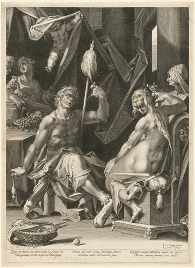 Hercules og Omphale av Aegidius Sadeler II, after Bartholomaeus Spranger