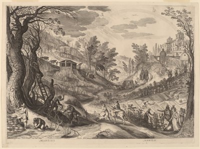 mars og april av Aegidius Sadeler II after Paul Bril