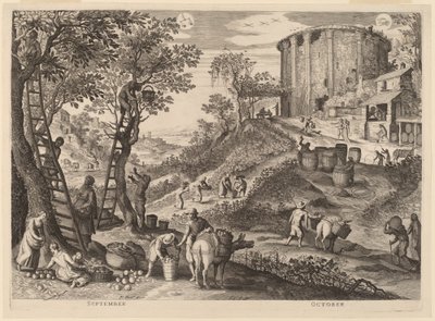 september og oktober av Aegidius Sadeler II after Paul Bril