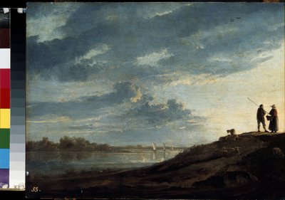 Solnedgang over en elv Maleri av Albert (Aelbert eller Aelbrecht) Cuyp (1620-1691) ca. 1650 Mål 38,5x53 cm Eremitagemuseet, St. Petersburg av Aelbert Cuyp