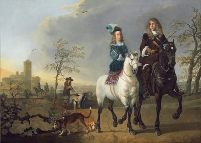 Dame og herre til hest av Aelbert Cuyp