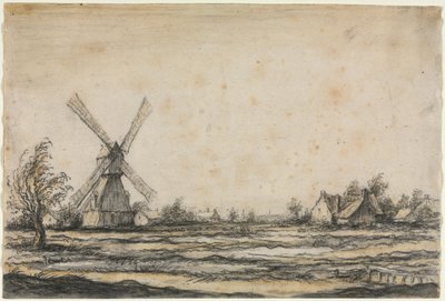 Landskap med en vindmølle nær en gård, 1642-1644. av Aelbert Cuyp