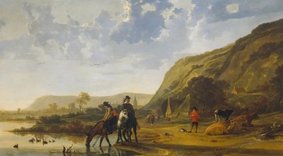 Elvelandskap med ryttere, 1655 av Aelbert Cuyp