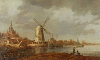 Elvescene med utsikt over Dordrecht (olje på panel) av Aelbert Cuyp