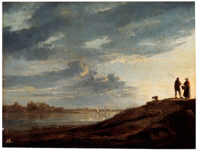 Solnedgang over elven, 1650-tallet. av Aelbert Cuyp
