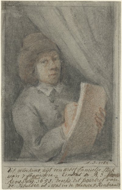 Detalj av et maleri med selvportrettet av Constantine Daniel à Renesse av Aert Schouman