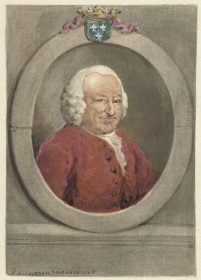 Portrett av Johan Hudde Dedel, i oval, til høyre av Aert Schouman