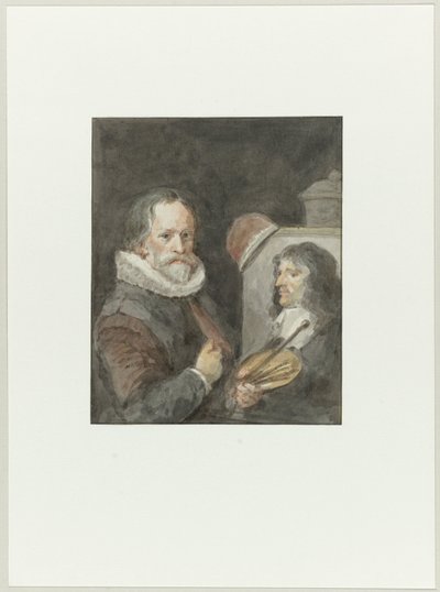 Portrett av Michiel van Mierevelt, mens han Jacob Willemsz. Delff maler av Aert Schouman