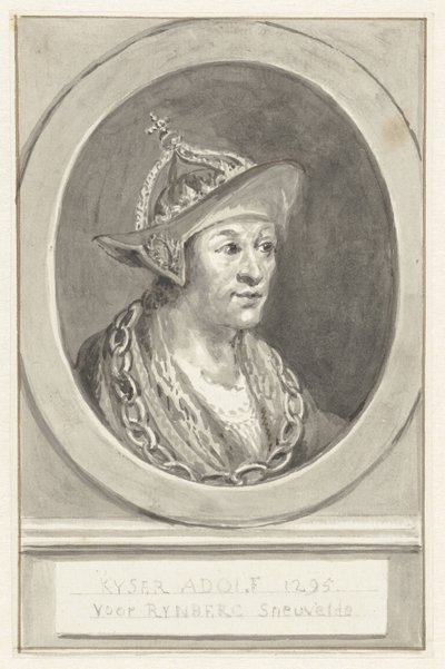 Portrett av keiser Adolf VII av Nassau, i oval, vendt mot høyre av Aert Schouman