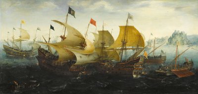 Slaget ved Cadiz i 1587 av Aert van Antum