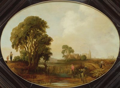 Et landskap med Reedcutters, 1600-tallet av Aert van der Neer