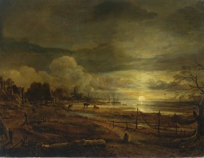 Kanal ved Moonrise av Aert van der Neer