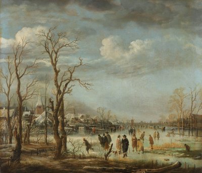 Elveutsikt om vinteren, 1630-60 av Aert van der Neer