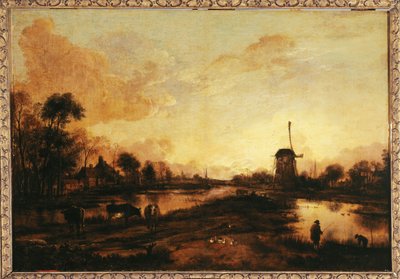 Solnedgang på Yssel, ca. 1645 (olje) av Aert van der Neer