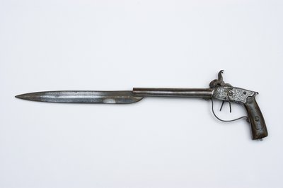 Dobbeltløps slagpistol, ca. 1840 (stål, messing og horn) av African