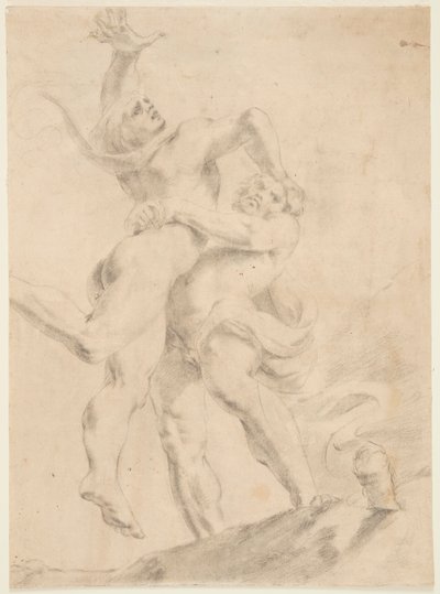 Studie for Hercules og Antaeus av After Annibale Carracci