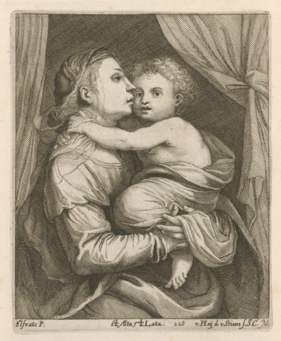 Madonna og Child av After David Teniers the Younger