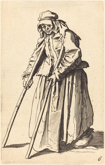 Tiggerkvinne med krykker av After Jacques Callot