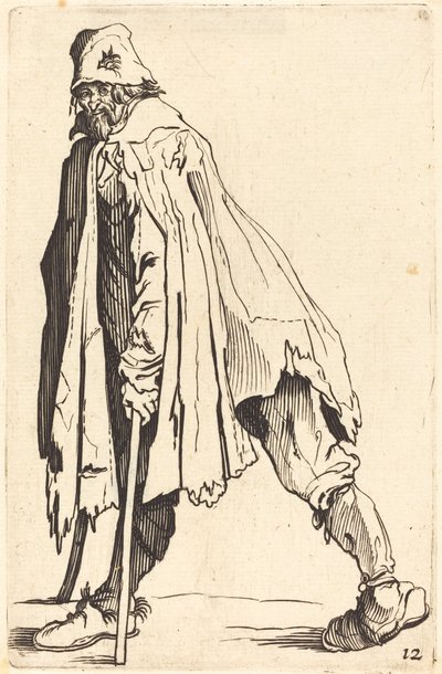 Tigger med krykker og lue av After Jacques Callot