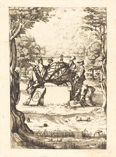 Frontispice for the Sacred Cosmologia (Tittel med astrologer) av After Jacques Callot