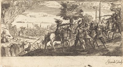 Landskap med kampscene av After Jacques Callot