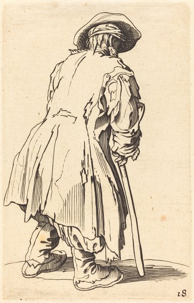 Gammel tigger med én krykke av After Jacques Callot